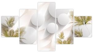 Obraz - 3D kruhy s květinami (125x70 cm)