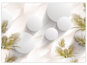 Obraz - 3D kruhy s květinami (70x50 cm)