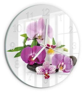 Skleněné hodiny na stěnu Orchidej zsob-fi30-00086573