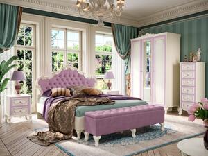 Manželská postel s roštem Comtesa 160x200cm - alabastr/fialová