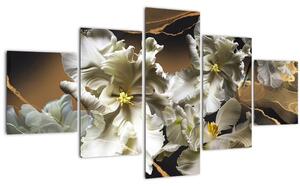 Obraz - Květy orchidejí na mramorovém pozadí (125x70 cm)
