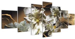 Obraz - Květy orchidejí na mramorovém pozadí (210x100 cm)