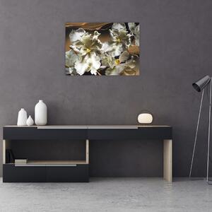 Obraz - Květy orchidejí na mramorovém pozadí (70x50 cm)