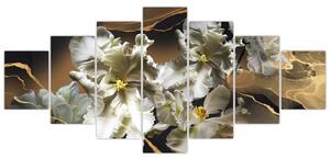 Obraz - Květy orchidejí na mramorovém pozadí (210x100 cm)