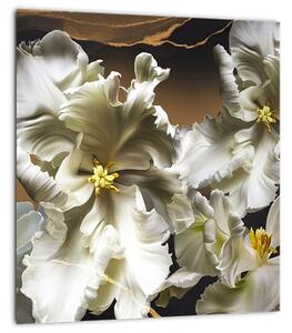 Obraz - Květy orchidejí na mramorovém pozadí (30x30 cm)