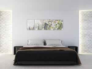 Obraz - Bílé květy, vintage (170x50 cm)