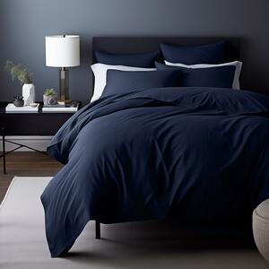 SATÉNOVÉ LOŽNÍ POVLEČENÍ NAVY BLUE 160X200 CM, 2KS 70X80 CM TMAVĚMODRÁ