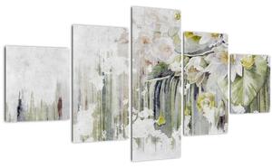 Obraz - Bílé květy, vintage (125x70 cm)