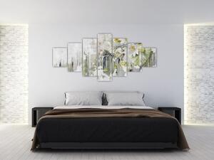 Obraz - Bílé květy, vintage (210x100 cm)