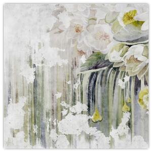 Obraz - Bílé květy, vintage (30x30 cm)