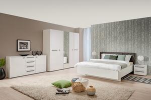 Moderní manželská postel Aubrey 160x200cm - bílá/šedá