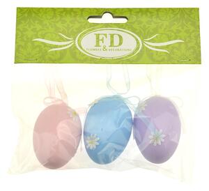 Flora Velikonoční vajíčka 3ks, 5cm, růžové, modré, fialové