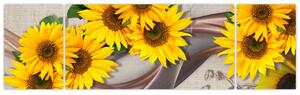 Obraz - Zářící květy slunečnic (170x50 cm)