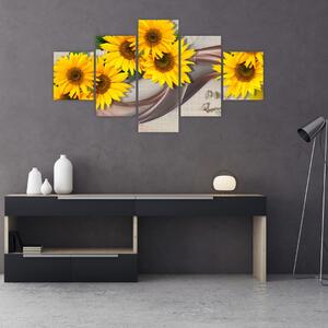 Obraz - Zářící květy slunečnic (125x70 cm)