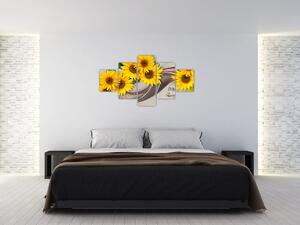 Obraz - Zářící květy slunečnic (125x70 cm)