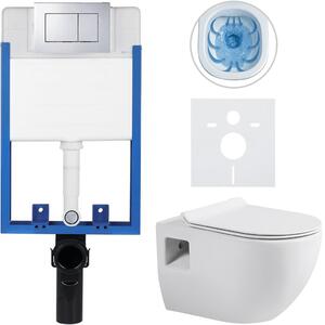 Kompletní podomítkový WC set Lite/Dure - bílá lesklá - WC tlačítko Classic, chrom - k zazdění - 51x35 cm
