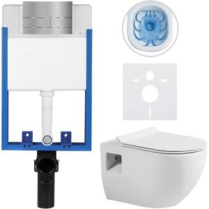 Kompletní podomítkový WC set Lite/Dure - bílá lesklá - WC tlačítko Line, nerez - k zazdění - 51x35 cm