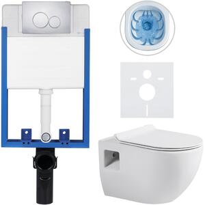 Kompletní podomítkový WC set Lite/Dure - bílá lesklá - WC tlačítko Duo, chrom - k zazdění - 51x35 cm