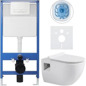 Kompletní podomítkový WC set Lite/Dure - bílá lesklá - WC tlačítko Slim, bílé - předstěnová instalace/sádrokarton - 51x35 cm