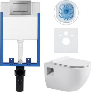 Kompletní podomítkový WC set Lite/Dure - bílá lesklá - WC tlačítko Classic, tmavě šedá - k zazdění - 51x35 cm