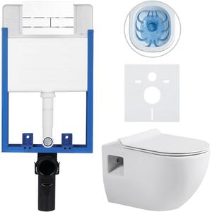 Kompletní WC set Profi/Dure - bílá lesklá - WC tlačítko Line/Bílá - pro zazdění - 51x35 cm