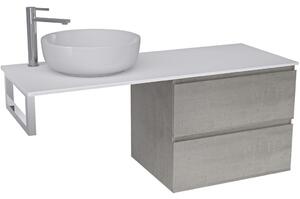 Koupelnová skříňka Carole - betonově šedá + deska pod umyvadlo z lit. mramoru Elanys - 12 mm + konzole chrom - 120x46x49,2 cm
