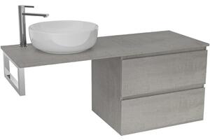 Koupelnová skříňka Carole - betonově šedá + deska pod umyvadlo Navira Slim - 18 mm + konzole chrom - 120x46x49,8 cm