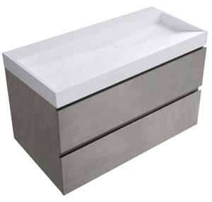 Koupelnová skříňka Carole - betonově šedá + umyvadlo z lit. mramoru Vita - bílá lesklá - 100x58x46 cm - 668935
