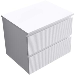 Koupelnová skříňka Carole + deska pod umyvadlo Navira Slim - 18 mm - bílá matná rýhovaná - 60x49,8x46 cm