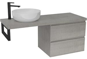 Koupelnová skříňka Carole - betonově šedá + deska pod umyvadlo Navira Pro - 36 mm + konzole černá - 120x46x51,6 cm