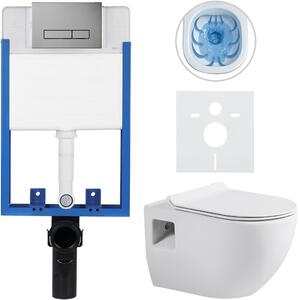 Kompletní WC set Profi/Dure - bílá lesklá - WC tlačítko Slim/Tmavě šedá - pro zazdění - 51x35 cm