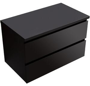 Koupelnová skříňka Carole + deska pod umyvadlo Navira Pro - 36 mm - černá matná - 80x51,6x46 cm