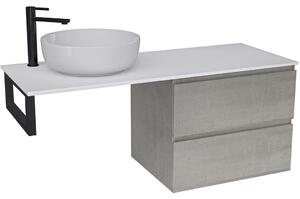Koupelnová skříňka Carole - betonově šedá + deska pod umyvadlo z lit. mramoru Elanys - 12 mm + konzole černá - 120x46x49,2 cm