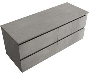 Koupelnová skříňka Carole + deska pod umyvadlo Navira Slim - 18 mm - betonově šedá - 120x49,8x46 cm