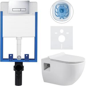 Kompletní podomítkový WC set Lite/Dure - bílá lesklá - WC tlačítko Slim, chrom - k zazdění - 51x35 cm