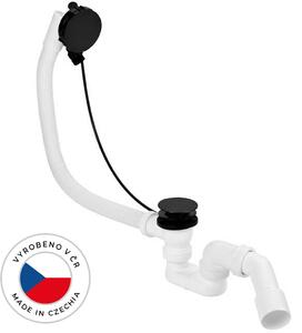 Vanová souprava ovládaná bovdenem s napouštěním - SLIM - sifon DN40/50 - zátka 72mm - černá - 61cm