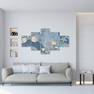 Obraz - Modré květy (125x70 cm)