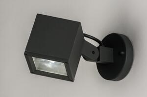 Nástěnné bodové venkovní LED svítidlo Giova Plus (Hranaté nastavitelné černé venkovní světlo, na fasádu)