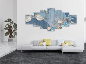 Obraz - Modré květy (210x100 cm)