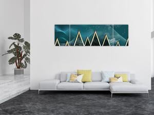 Obraz - Úplněk nad zlatými horami (170x50 cm)