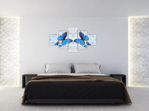 Obraz - Modří motýli (125x70 cm)