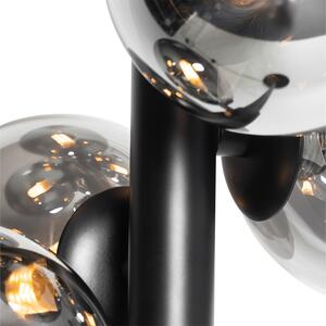 Stojací lampa černá s kouřovým sklem 12 světel - Bianca