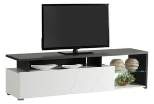 Televizní stolek Alaric - bílá/dub černý