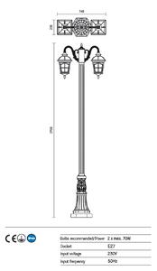 Vysoká venkovní lucerna REDO YORK 9655