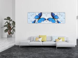 Obraz - Modří motýli (170x50 cm)