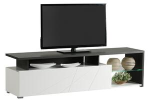 Televizní stolek s osvětlením Alaric - bílá/dub černý