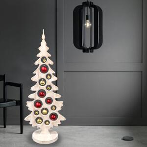 AMADEA Dekorace vánoční strom na podstavci s koulemi bílý 100 x 40 cm, český výrobek