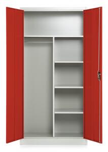 Kovová šatní skříň, 90 x 45 x 185 cm, cylindrický zámek červená - ral 3000