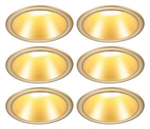 P 98201 LED vestavné svítidlo 3-krokové-stmívatelné Cole Coin 6ks sada IP44 kruhové 88mm Coin 6x6W 230V stmívatelné 2700K zlatá mat - PAULMANN