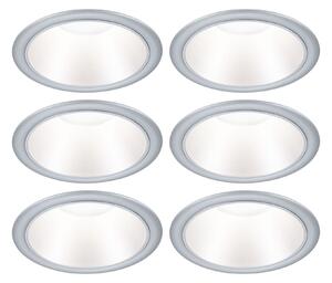 P 98203 LED vestavné svítidlo 3-krokové-stmívatelné Cole Coin 6ks sada IP44 kruhové 88mm Coin 6x6W 230V stmívatelné 2700K stříbrná mat - PAULMANN